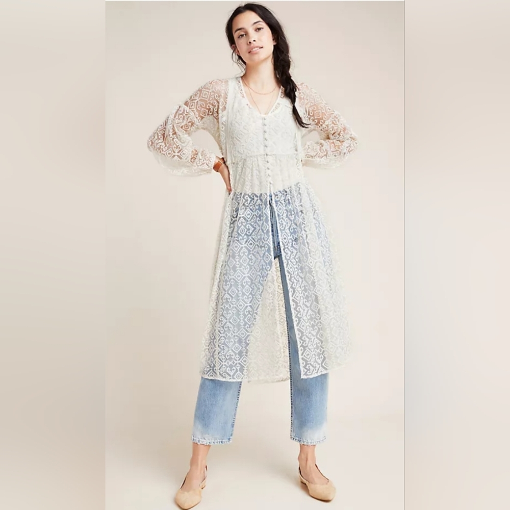 NWT Anthropologie Maeve San-Michel Lace Duster